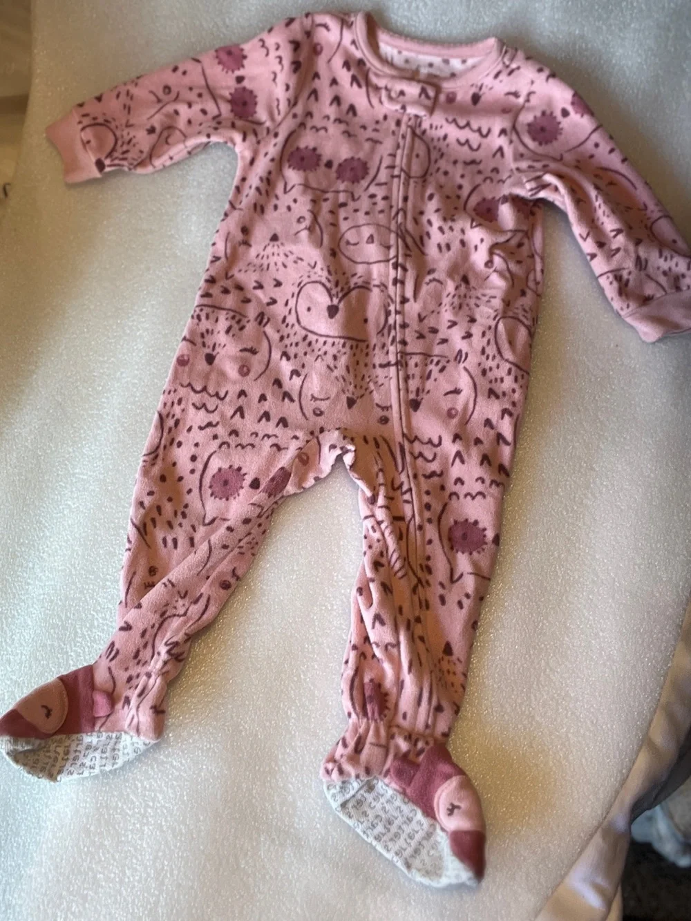Carters Pink Owl Zippered Footed Pajama Baby One-Piece
